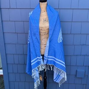 Blue Fringed Women Swim Coverup